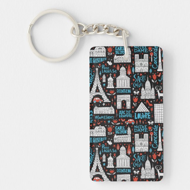 France | Symbols Pattern Key Ring (Front)