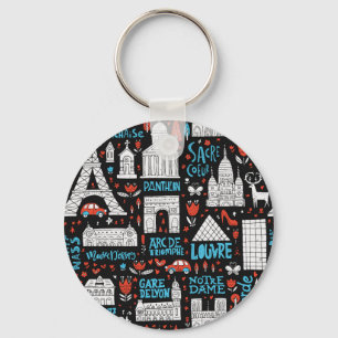 France Symbols Pattern Key Ring