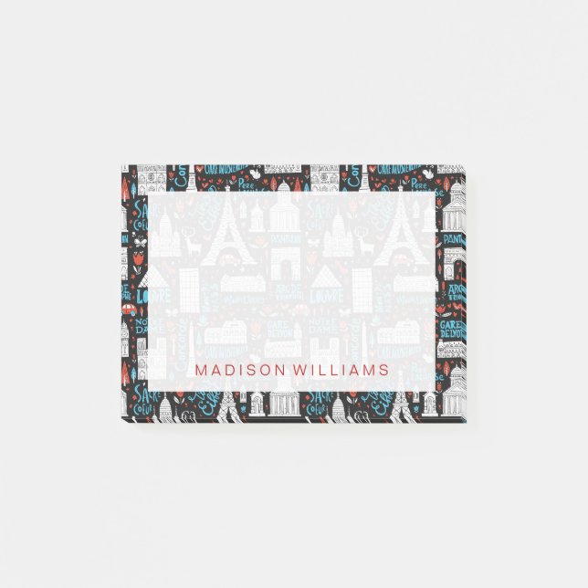 France | Symbols Pattern Post-it Notes (Front)