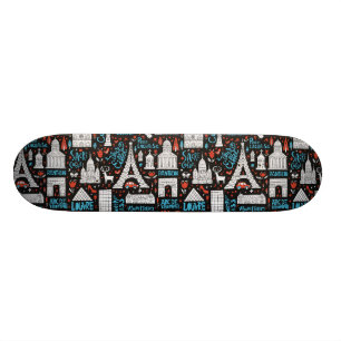 France Symbols Pattern Skateboard