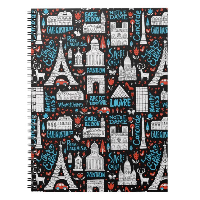 France | Symbols Pattern Spiral Notebook (Front)