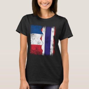 France Thailand Flags Half Thai French Roots Vinta T-Shirt