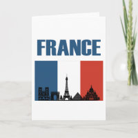 France Travel - Paris City Skyline French Flag