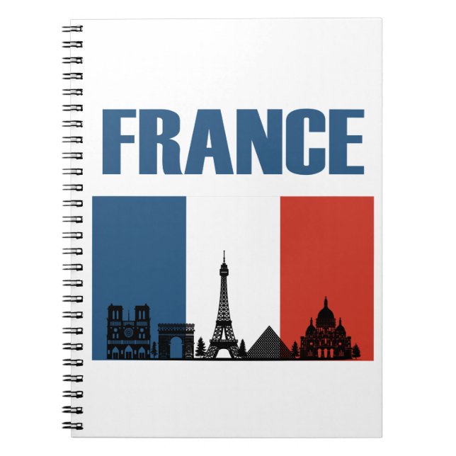 France Travel - Paris City Skyline French Flag Notebook (Front)
