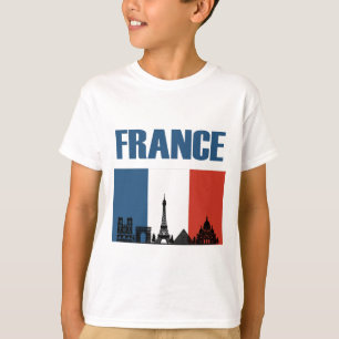 France Travel - Paris City Skyline French Flag T-Shirt