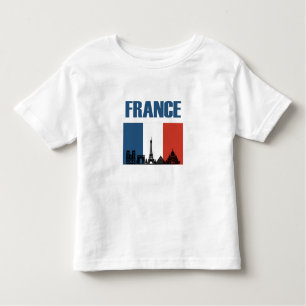 France Travel - Paris City Skyline French Flag Toddler T-Shirt