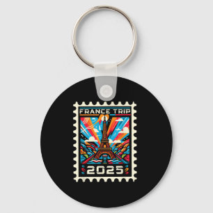 France Trip 2025 A Stamp Of Adventure Eiffel Tower Key Ring