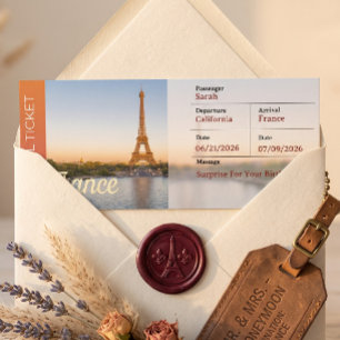 France Trip Surprise Boarding Pass Invitation