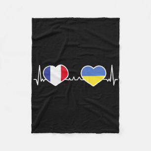 France Ukraine Heart Love Heart Line Fleece Blanket