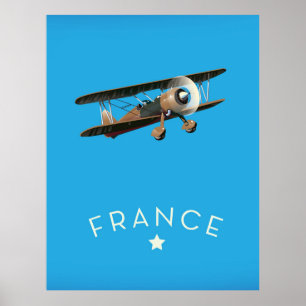 France vintage flight poster