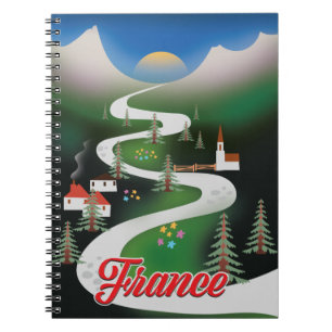 France vintage style travel poster. notebook
