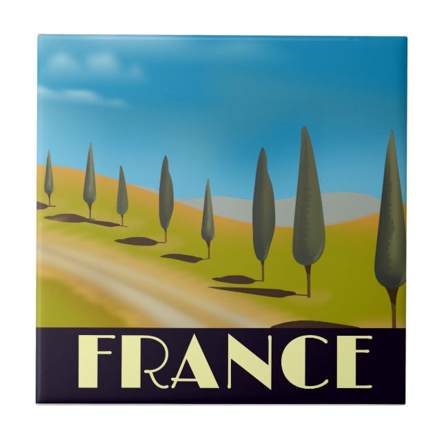 France vintage style travel poster tile (Front)