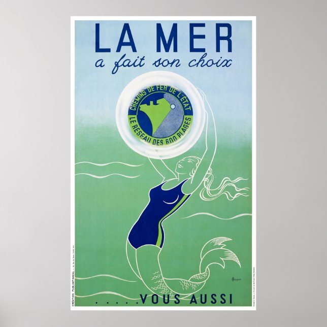 France Vintage Travel Poster Restored (Front)