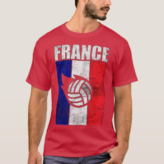 France Volleyball French Flag Retro Vintage Grunge T-Shirt