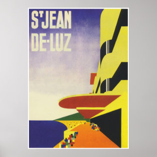 France Wall Art, Saint-Jean-de-Luz, Vintage Travel Poster