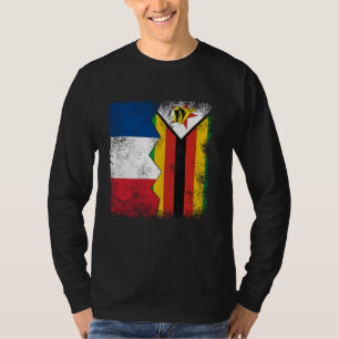 France Zimbabwe Flags Half Zimbabwean French Roots T-Shirt