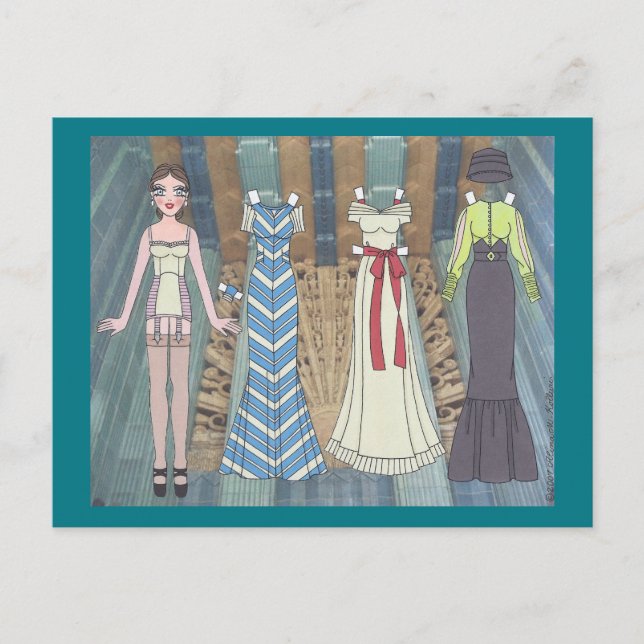 Frances, Art Deco Lady of 1937 Paper Doll Postcard (Front)