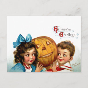 Frances Brundage: Boy and Girl with Jack O'Lantern Postcard