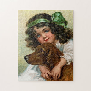 Frances Brundage: Girl with Dog Jigsaw Puzzle