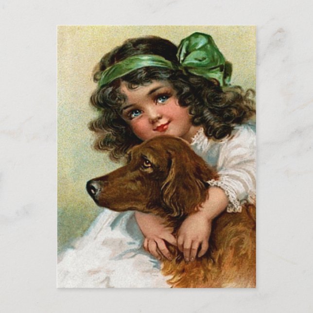 Frances Brundage: Girl with Dog Postcard (Front)