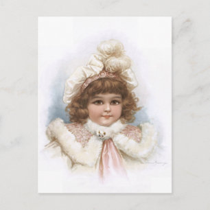 Frances Brundage - Little Girl with Fur Collar Postcard