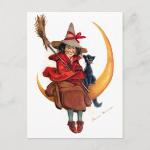 Frances Brundage: Witch on Sickle Moon Postcard