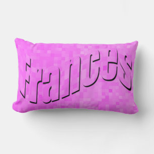 Frances Girls Name Logo On Pink Mosaic, Lumbar Cushion