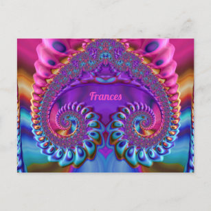 FRANCES ~Glossy Postcard 3D Pink Blue Purple Zany 