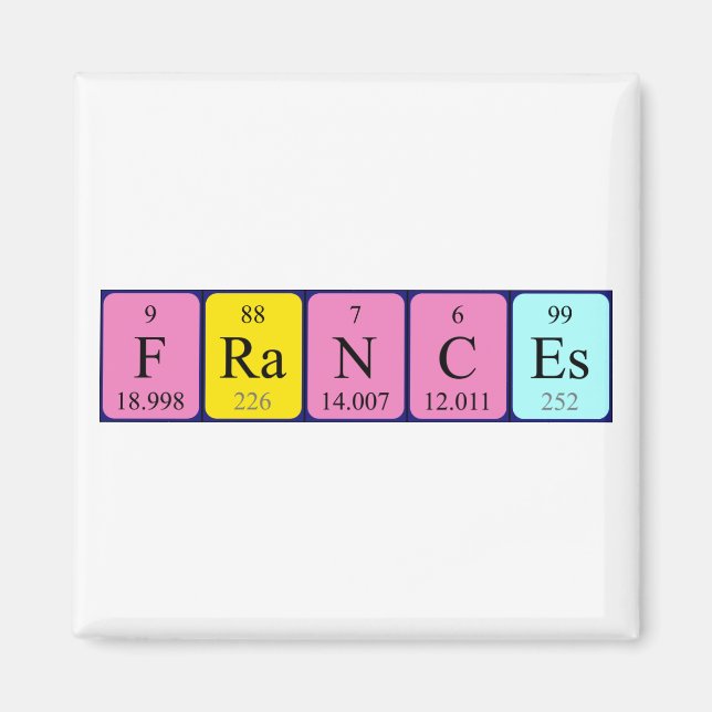 Frances periodic table name magnet (Front)