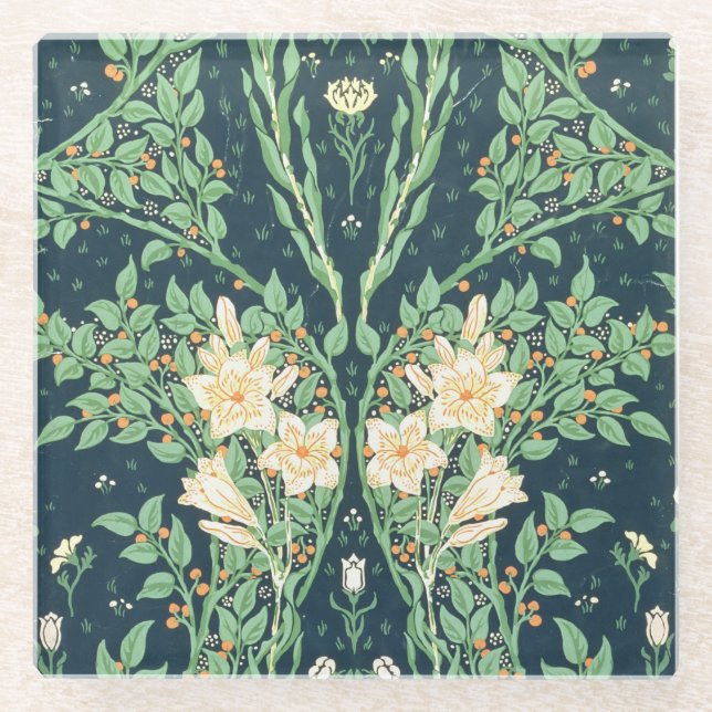 Francesca wallpaper design glass coaster (Front)