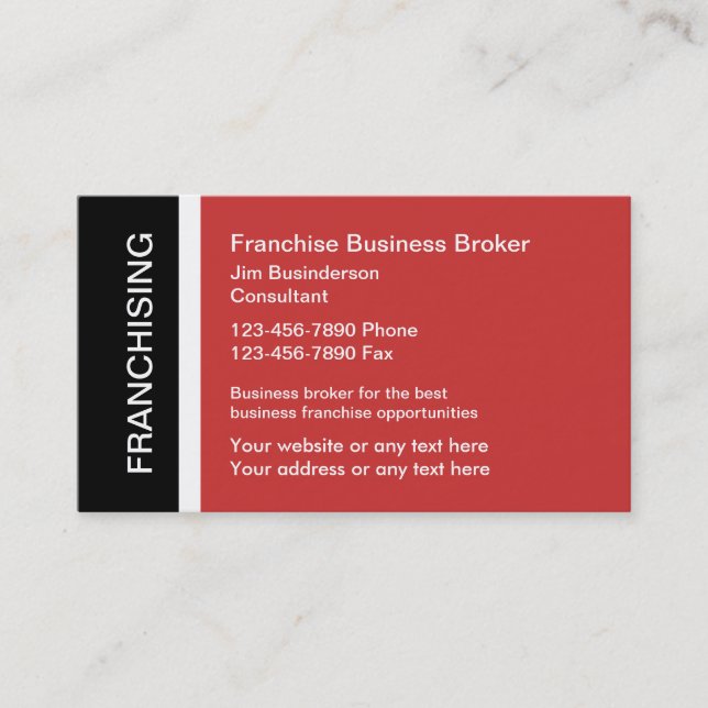 Franchise Business Broker Business Cards (Front)