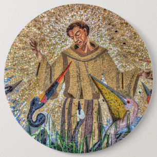Francis Of Assisi Mosaic 6 Cm Round Badge
