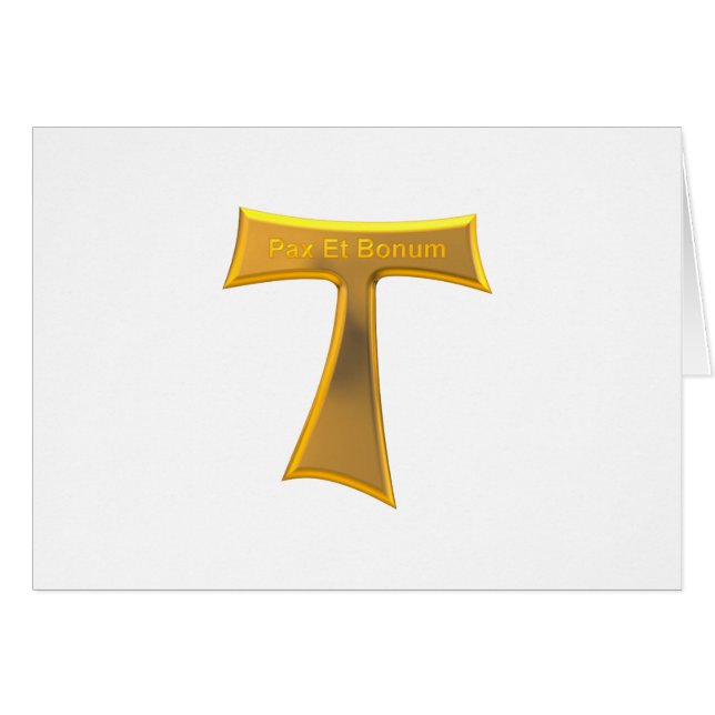 Franciscan Tau Cross Pax Et Bonum Gold Metallic (Front Horizontal)