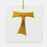 Franciscan Tau Cross Pax Et Bonum Gold Metallic