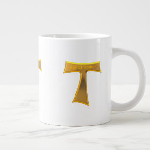 Franciscan Tau Cross Pax Et Bonum Gold Metallic Large Coffee Mug