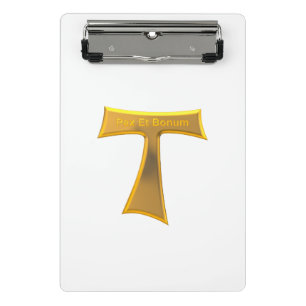 Franciscan Tau Cross Pax Et Bonum Gold Metallic Mini Clipboard