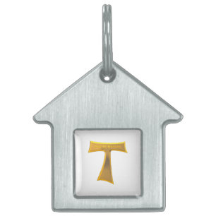 Franciscan Tau Cross Pax Et Bonum Gold Metallic Pet ID Tag