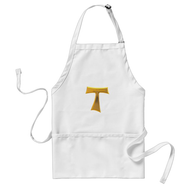 Franciscan Tau Cross Pax Et Bonum Gold Metallic Standard Apron (Front)
