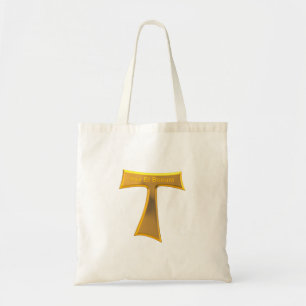 Franciscan Tau Cross Pax Et Bonum Gold Metallic Tote Bag