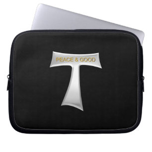 Franciscan Tau Cross Peace and Good Silver & Gold Laptop Sleeve