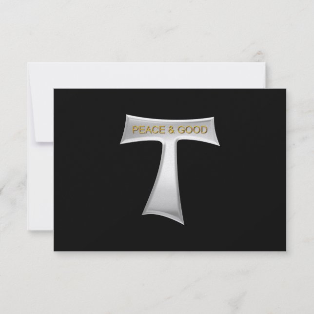 Franciscan Tau Cross Peace and Good Silver & Gold RSVP Card (Front)