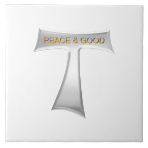 Franciscan Tau Cross Peace and Good Silver & Gold Tile