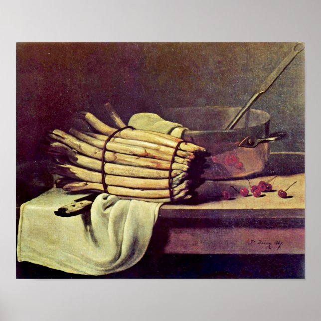 Francois Bonvin - Still life with asparagus Poster (Front)