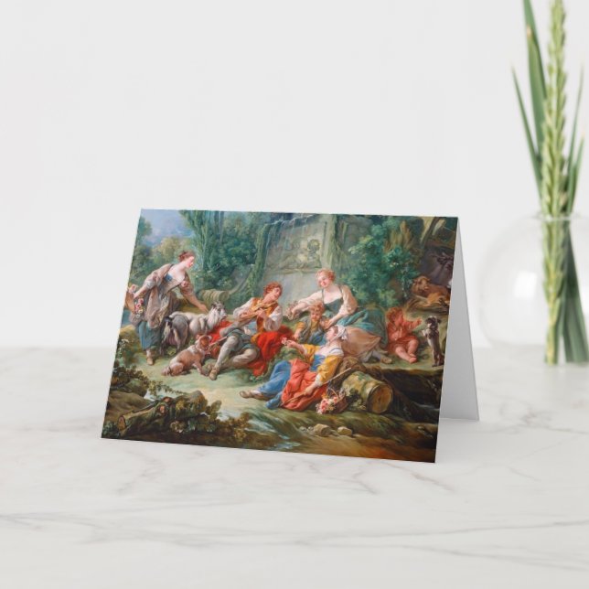 francois boucher shepherd's idyll rococo scenery card (Front)