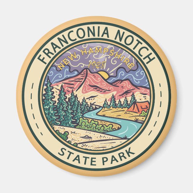 Franconia Notch State Park New Hampshire Badge  Magnet (Front)