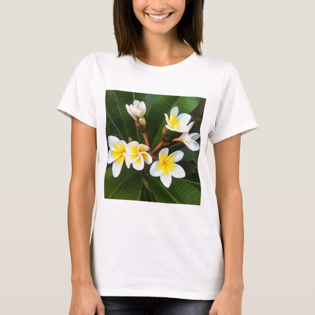 Frangipani Blossom Cluster Artistic Style T-Shirt (Front)