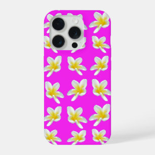 Frangipani Blush: Yellow Frangipani Blooms On Pink iPhone 15 Pro Case