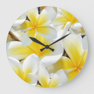Frangipani Bouquet, Large Round Wall Clock. Clock