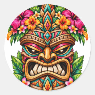 Frangipani Crown Tiki Sticker