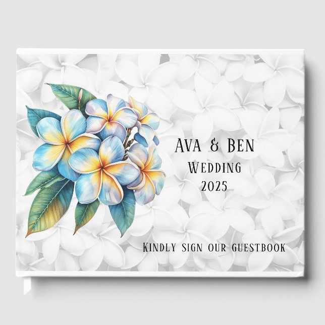 Frangipani Floral Hawaiian Wedding  Guest Book (Front)